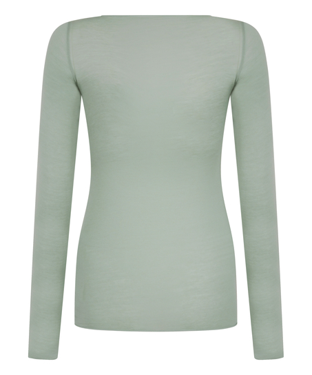 super soft b&aring;dhals bluse med cashmere, Gr&oslash;n