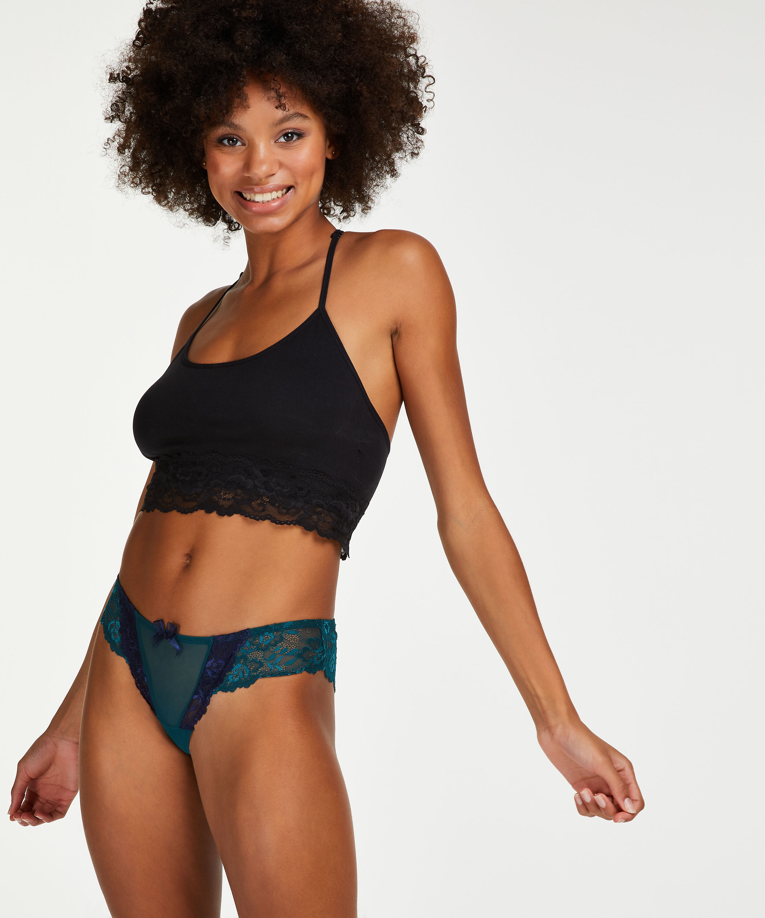 Crystal Lace brasiliansk trusse, bl&aring;