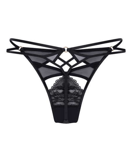 Amel g-streng med h&oslash;j benudsk&aelig;ring , Sort