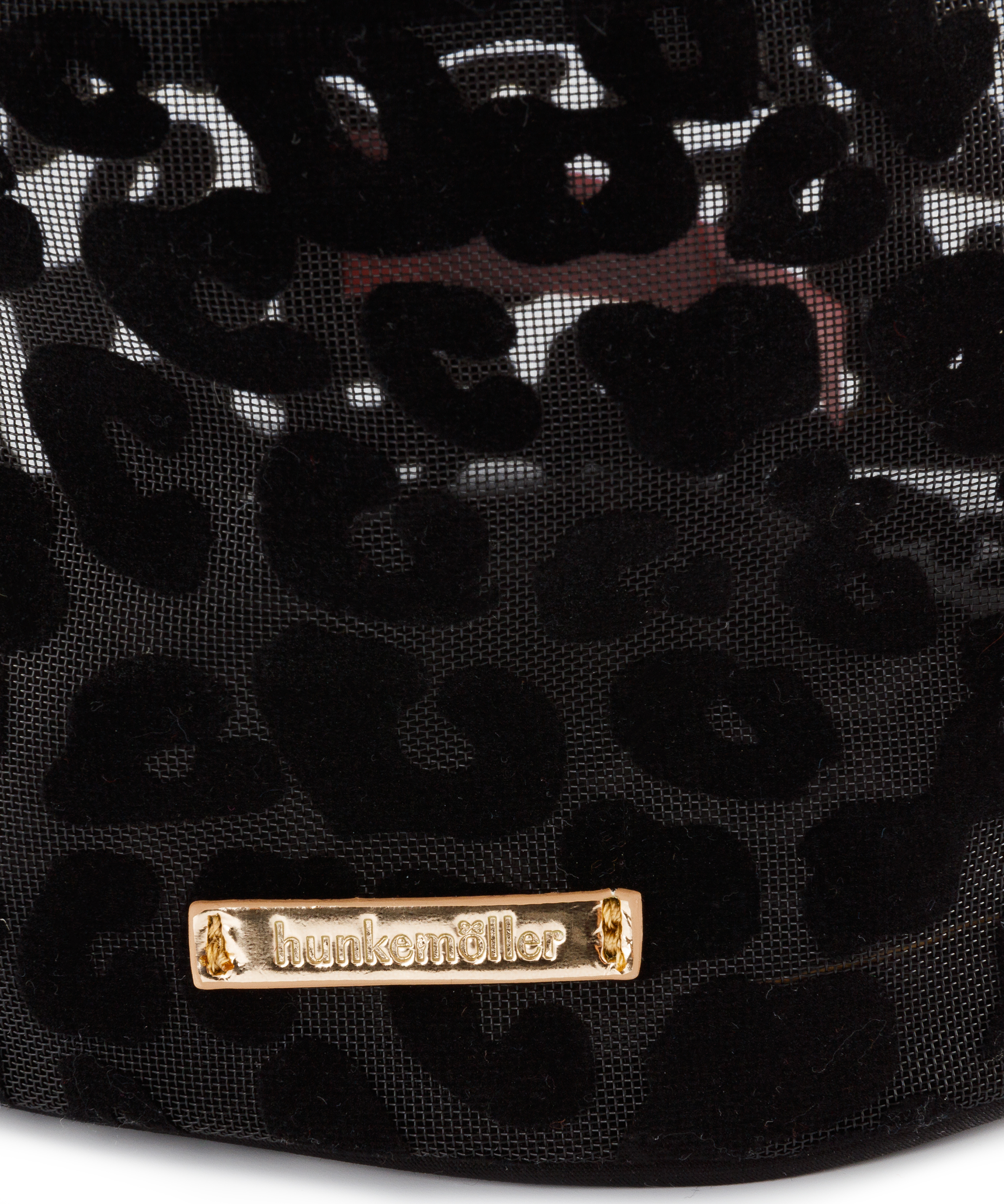 Leopard stor makeuptaske i meshstof, sort, main
