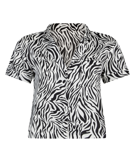 Kort&aelig;rmet satinjakke, Hvid