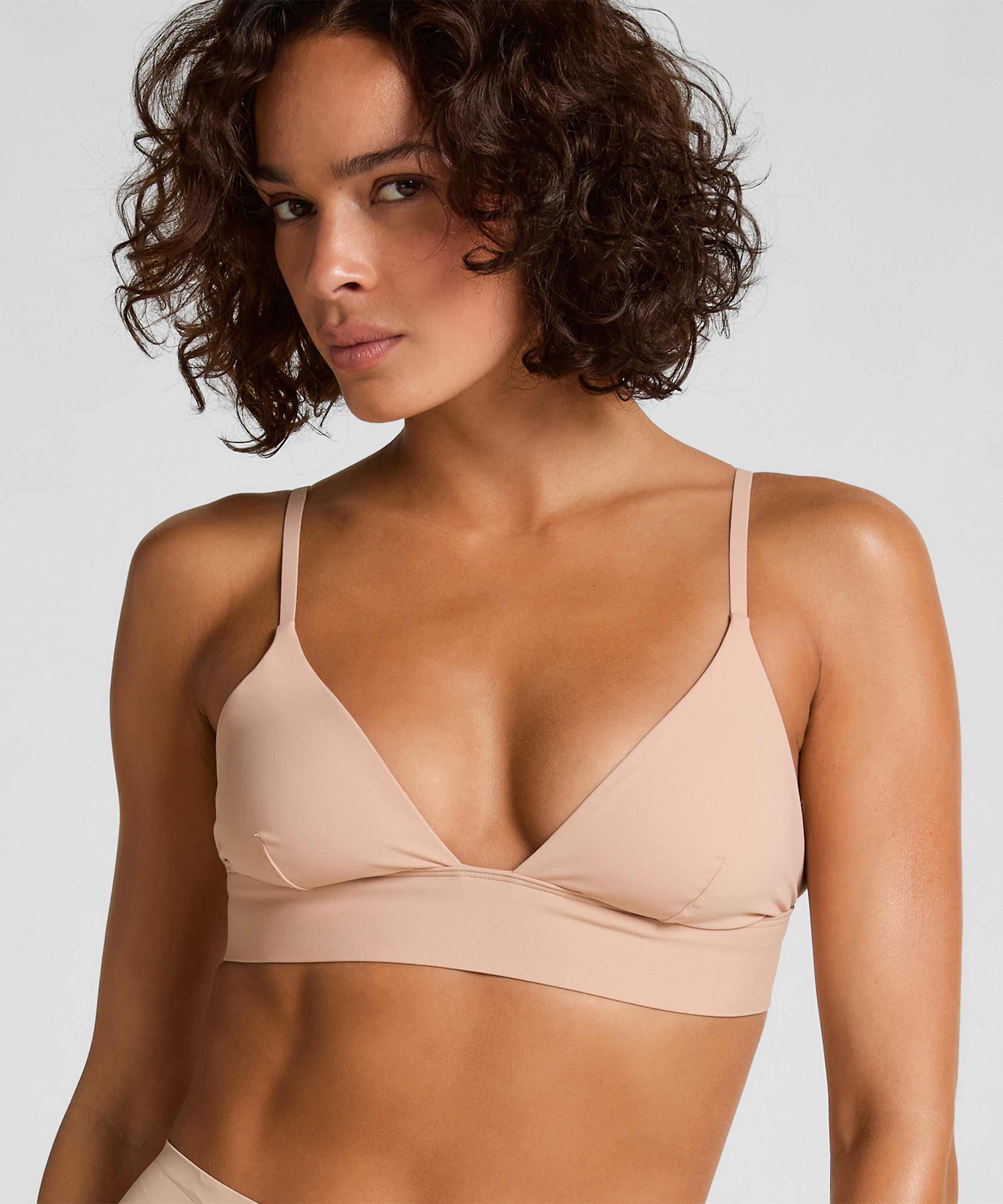 Smooth Triangle Bralette, Beige Smooth Triangle Bralette, Beige