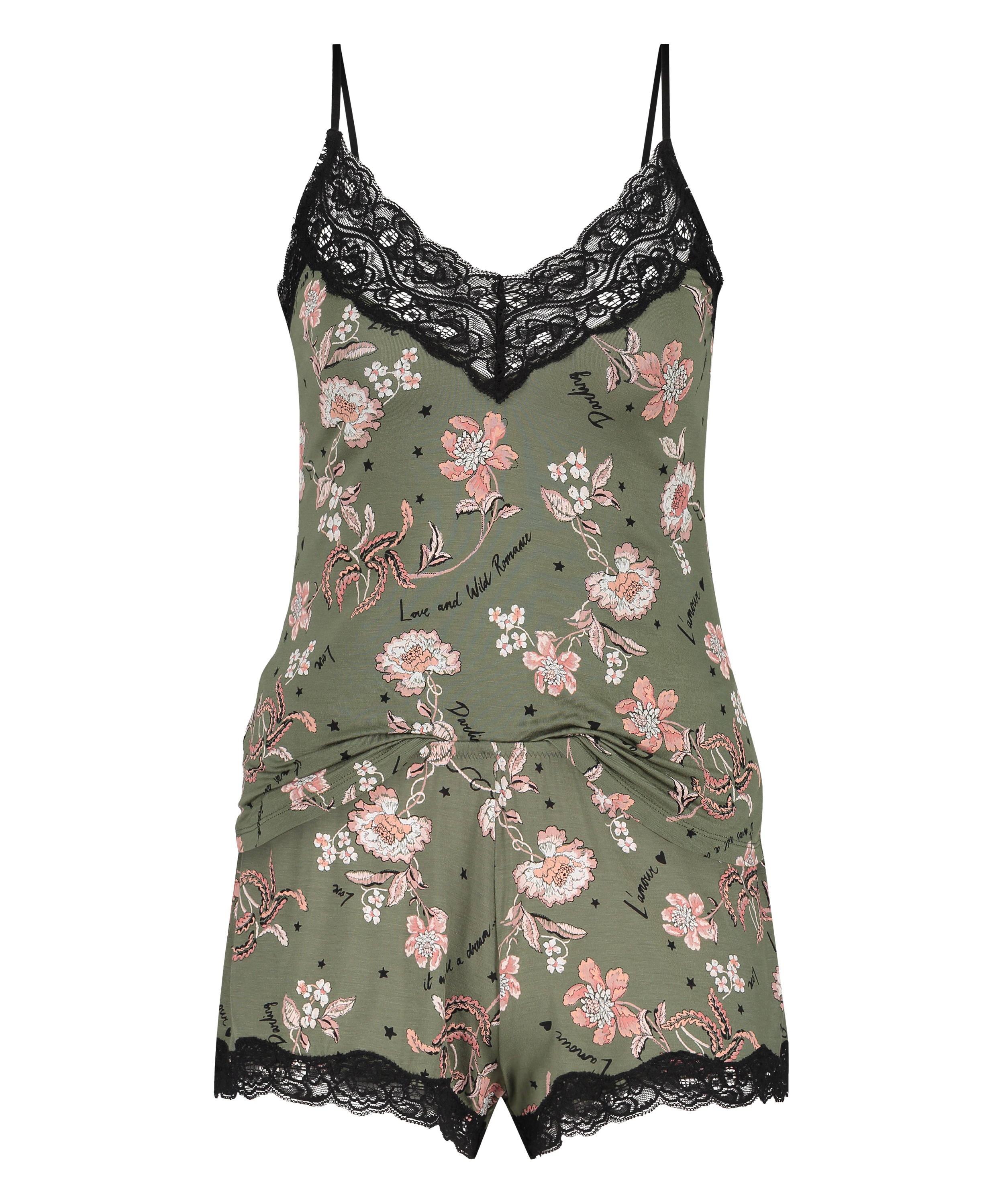 Pyjamassæt Flower Words, grøn, main