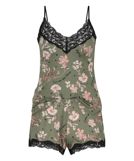 Pyjamassæt Flower Words, grøn