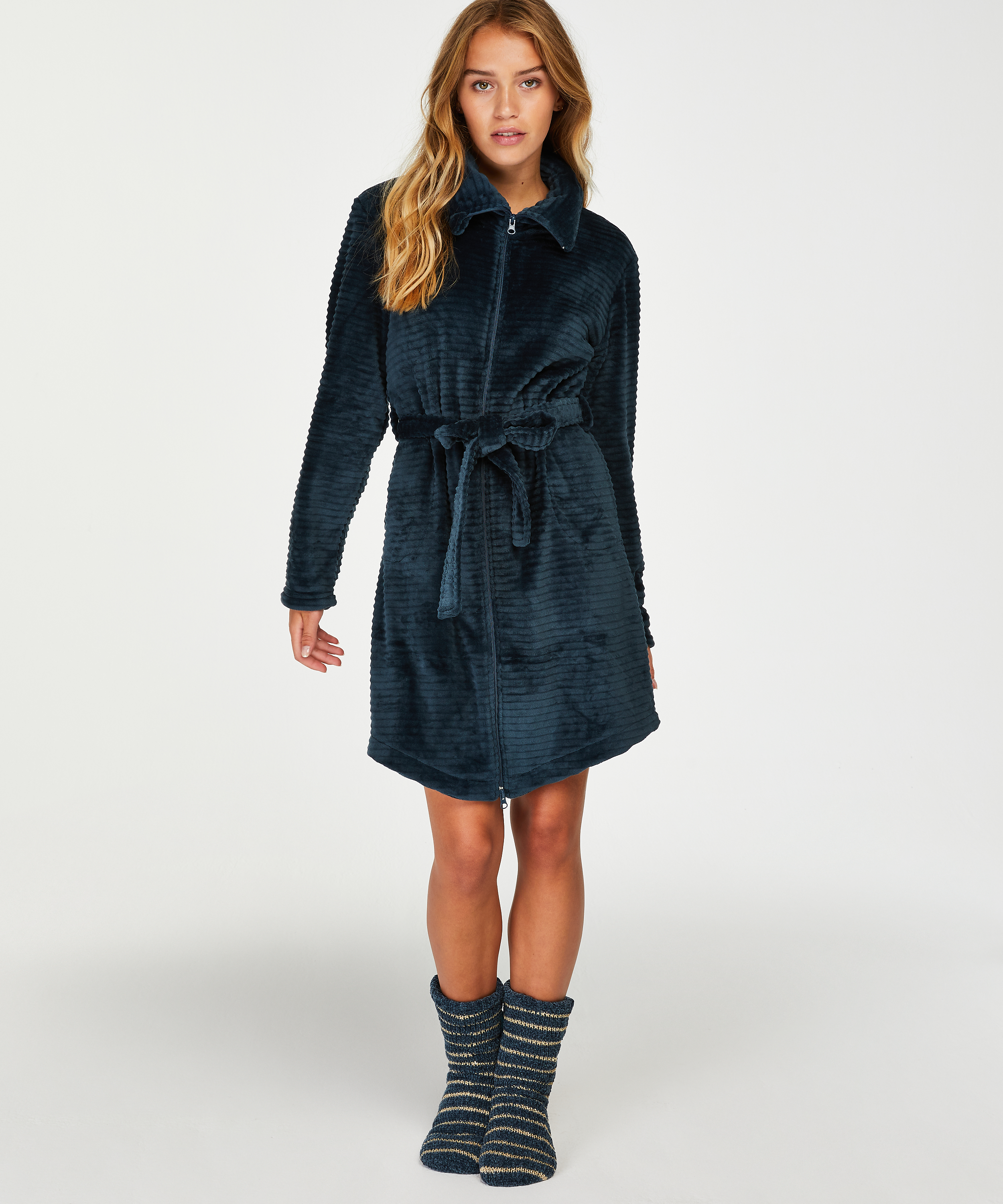 Lace-Up hjemmesokker, blå, main