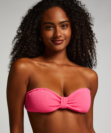 Bandeau bikinitop Crinkle, Lyserød