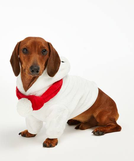 Fleece hunde-onesie, Hvid