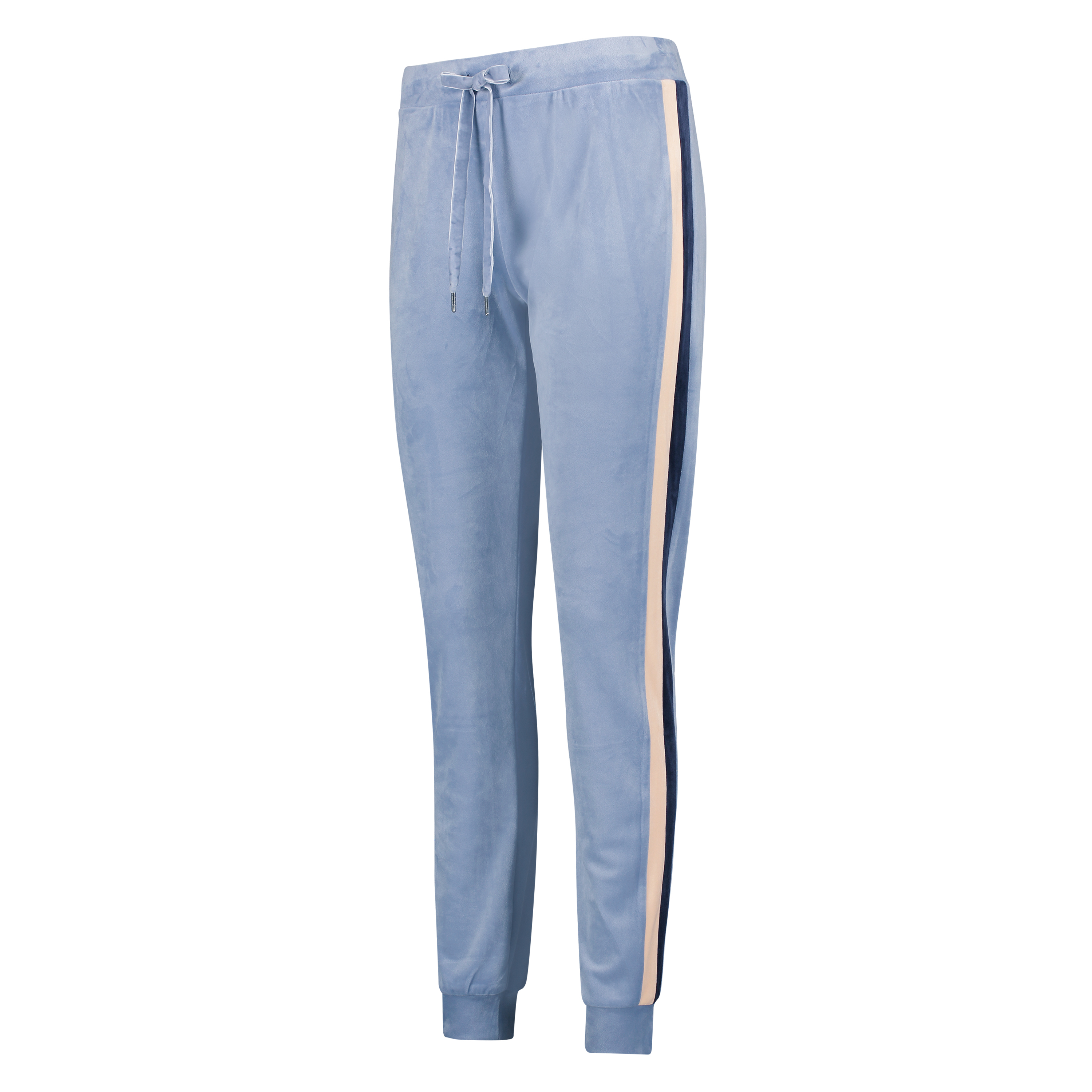 Velours Stripe joggingbukser, bl&aring;, main