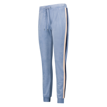 Velours Stripe joggingbukser, bl&aring;