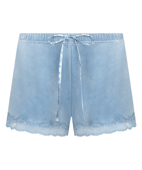 Shorts velour Lace, Bl&aring;