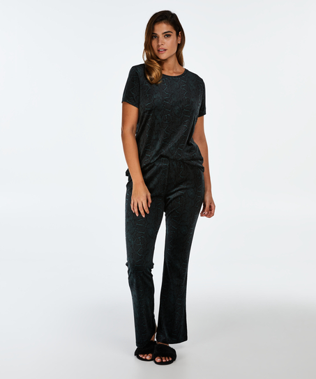 Flared Velours leggings, gr&oslash;n