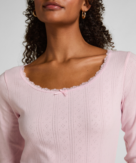 Pointelle Pyjamasoverdel, Lyserød