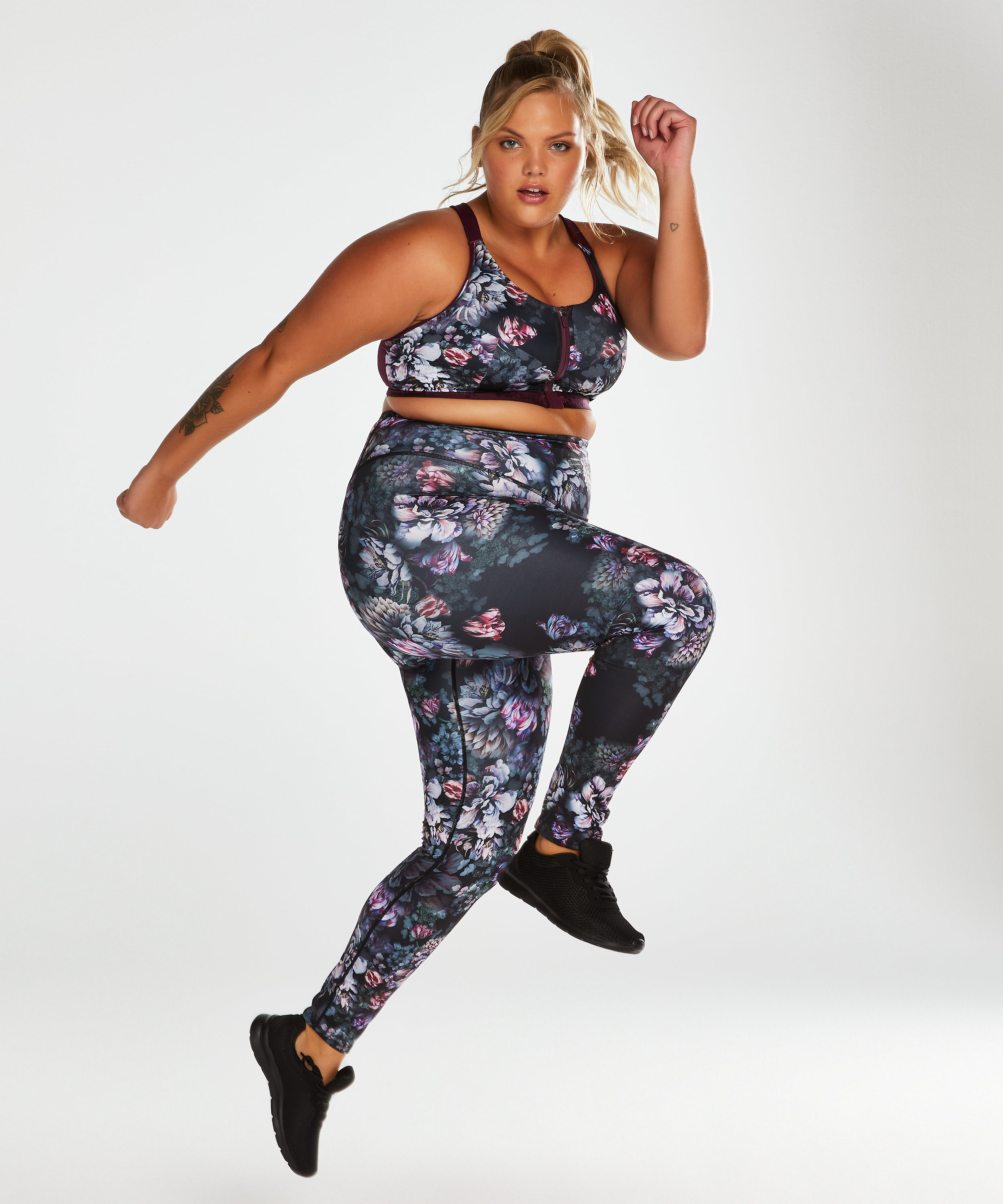 HKMX High Waisted Sportlegging Flower, sort, main