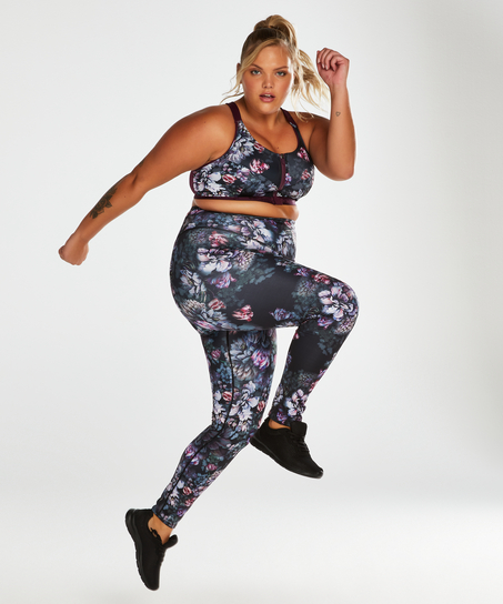 HKMX High Waisted Sportlegging Flower, sort