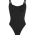 Sømløs Forstærkende High Leg Body, sort
