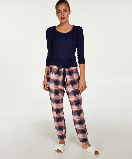 LS ribtop R-neck, Blå