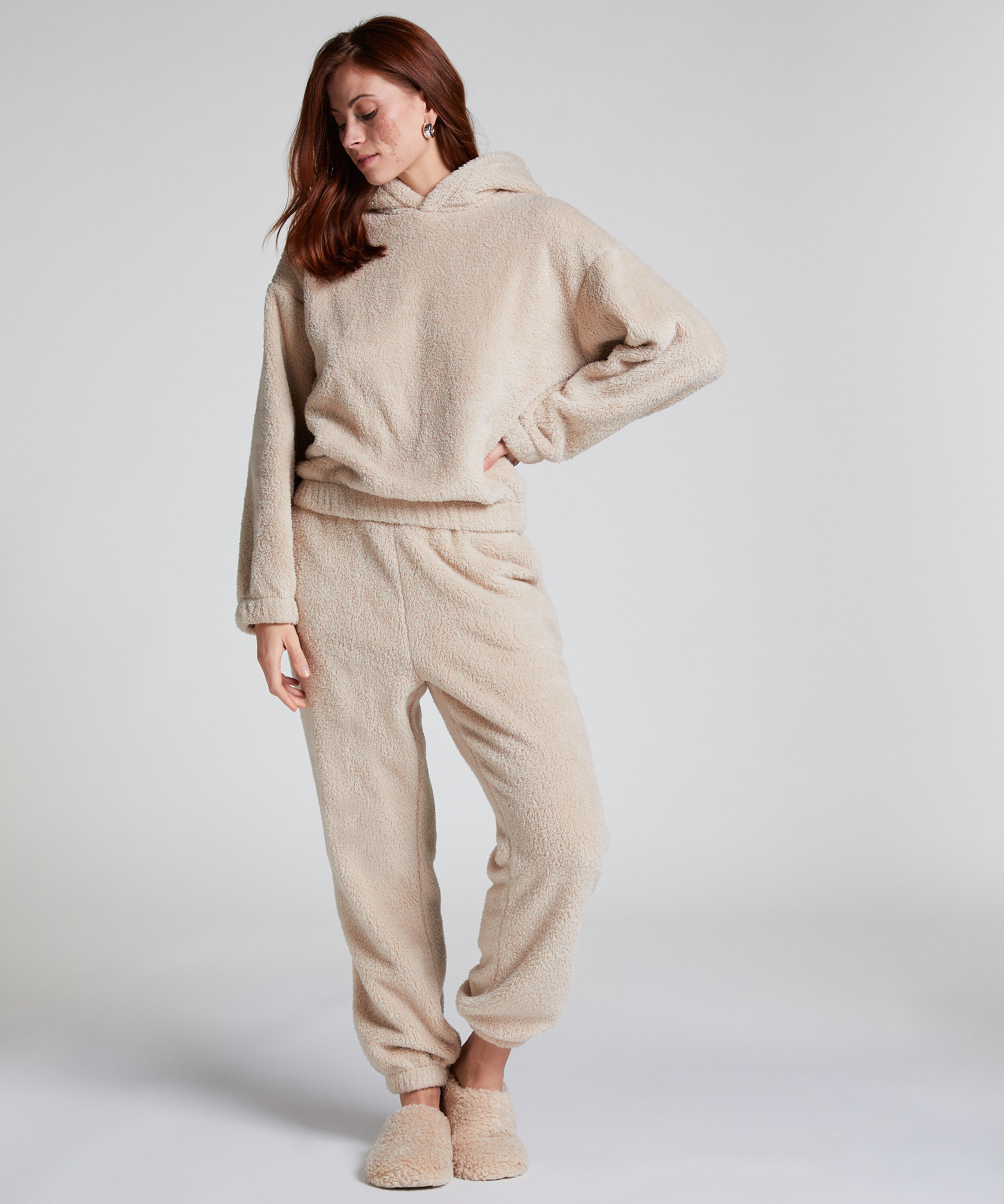 Joggingbukser Fleece Snuggle, Beige