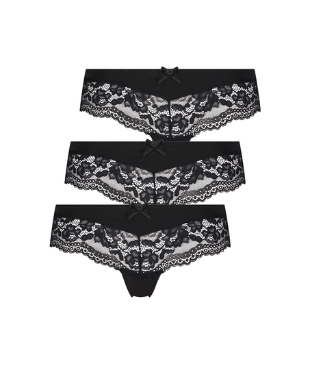 3-pak brasiliansk short-trusse Valencia, sort