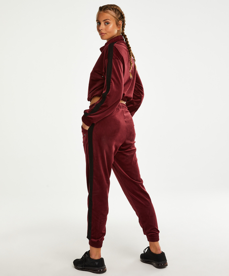 HKMX Sportsbukser Velour, r&oslash;d