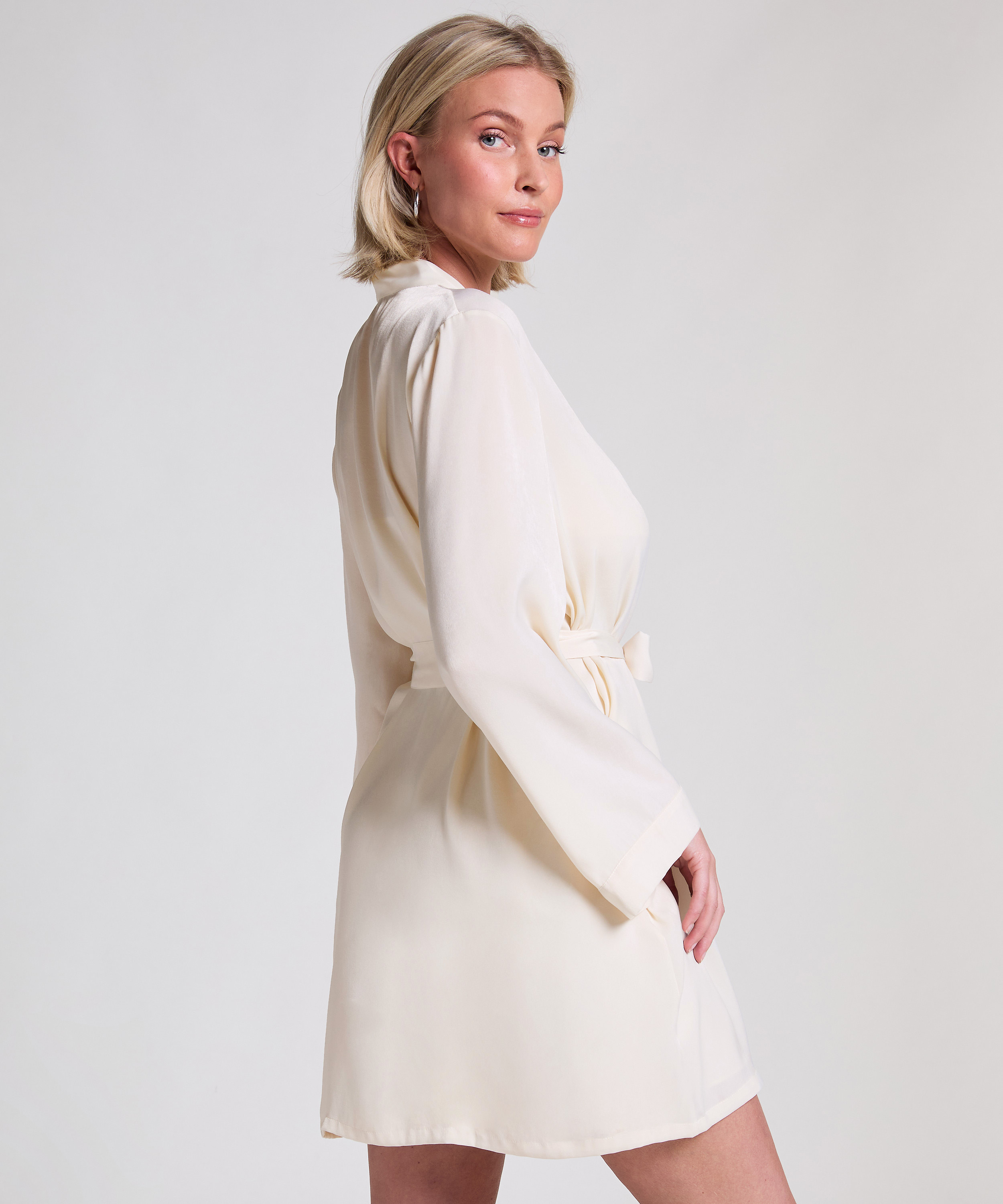 Satin kimono, Hvid, main