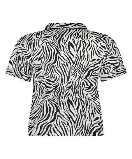 Kort&aelig;rmet satinjakke, Hvid