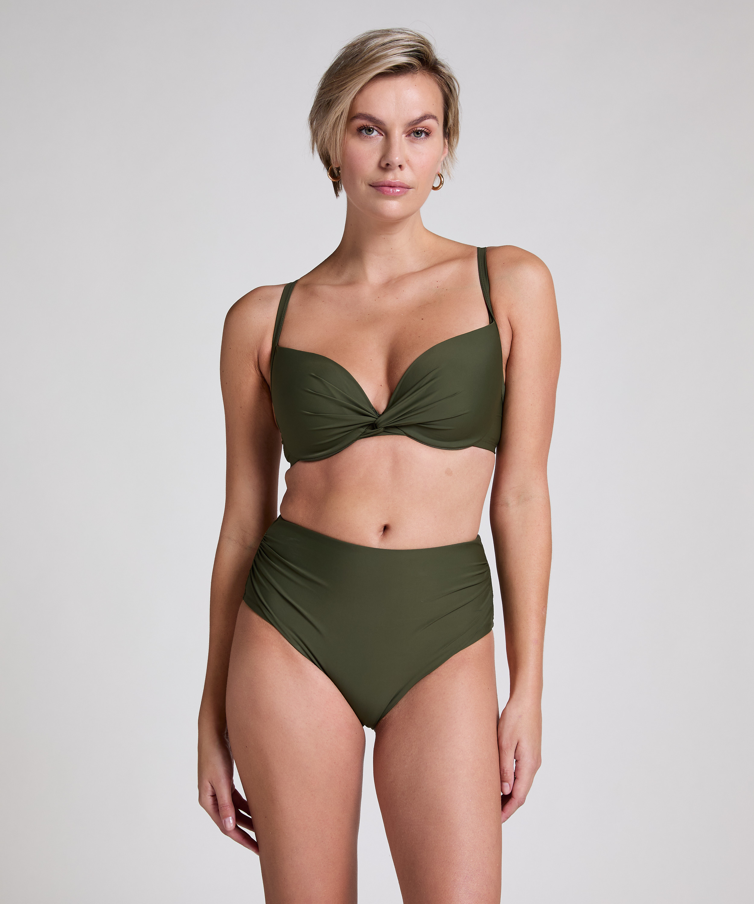 Høj talje Cheeky Shaping Bikini-Bund Luna, grøn, main