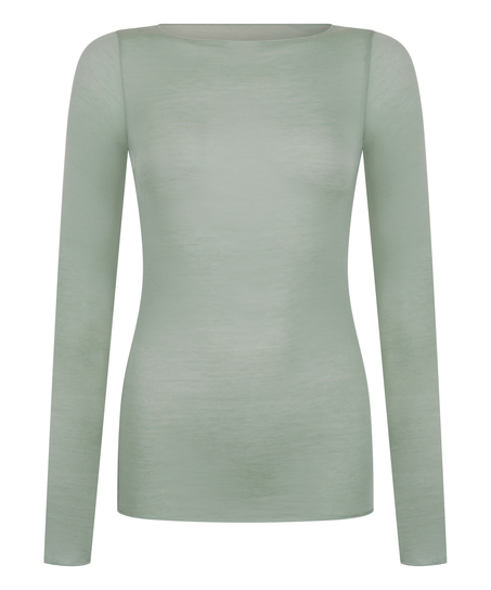 super soft b&aring;dhals bluse med cashmere, Gr&oslash;n