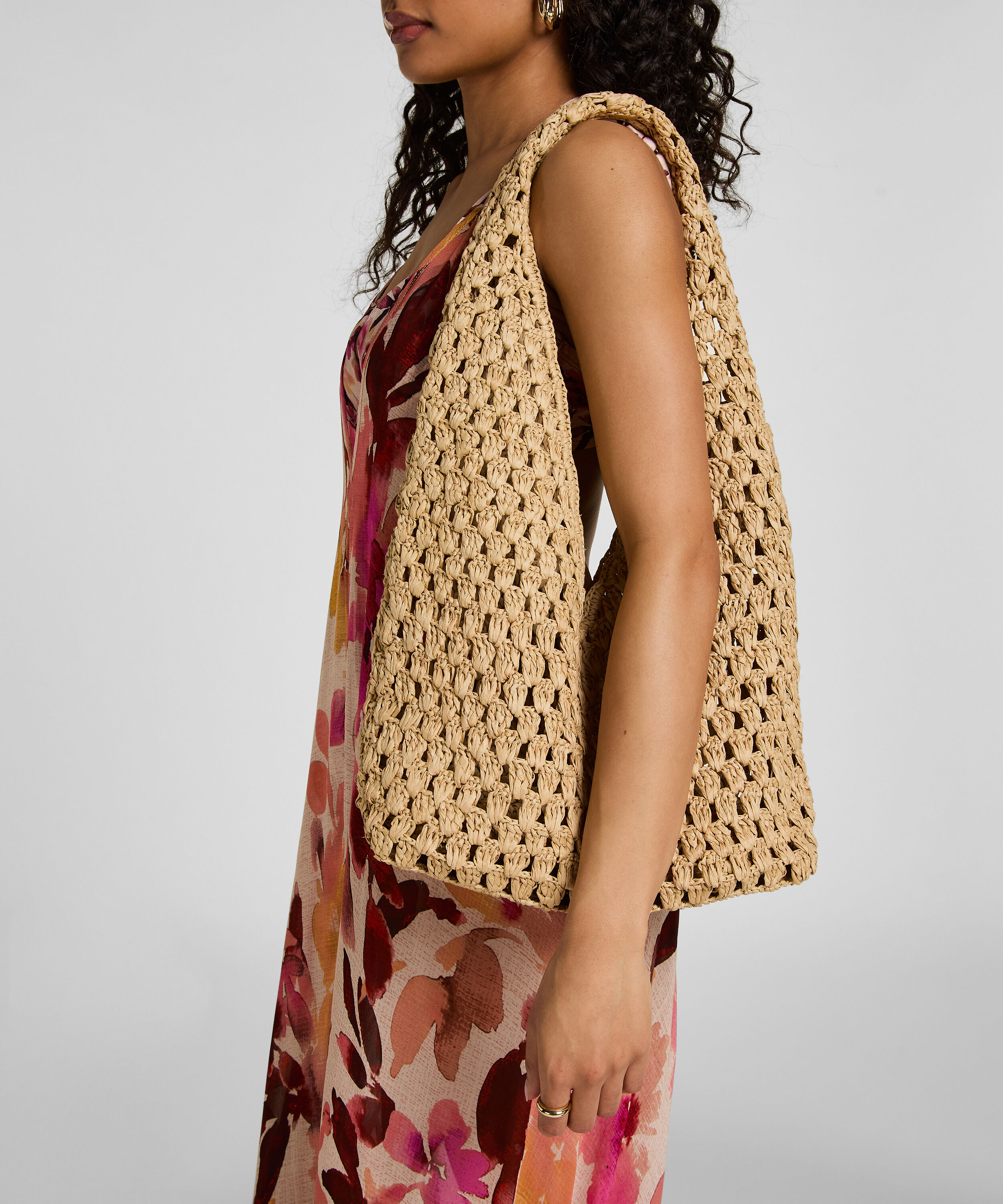 Strandtaske Raffia, Beige