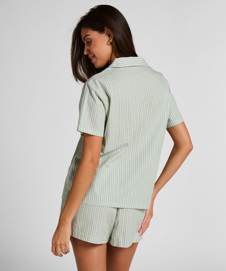 Shorts i v&aelig;vet stof med striber, Gr&oslash;n