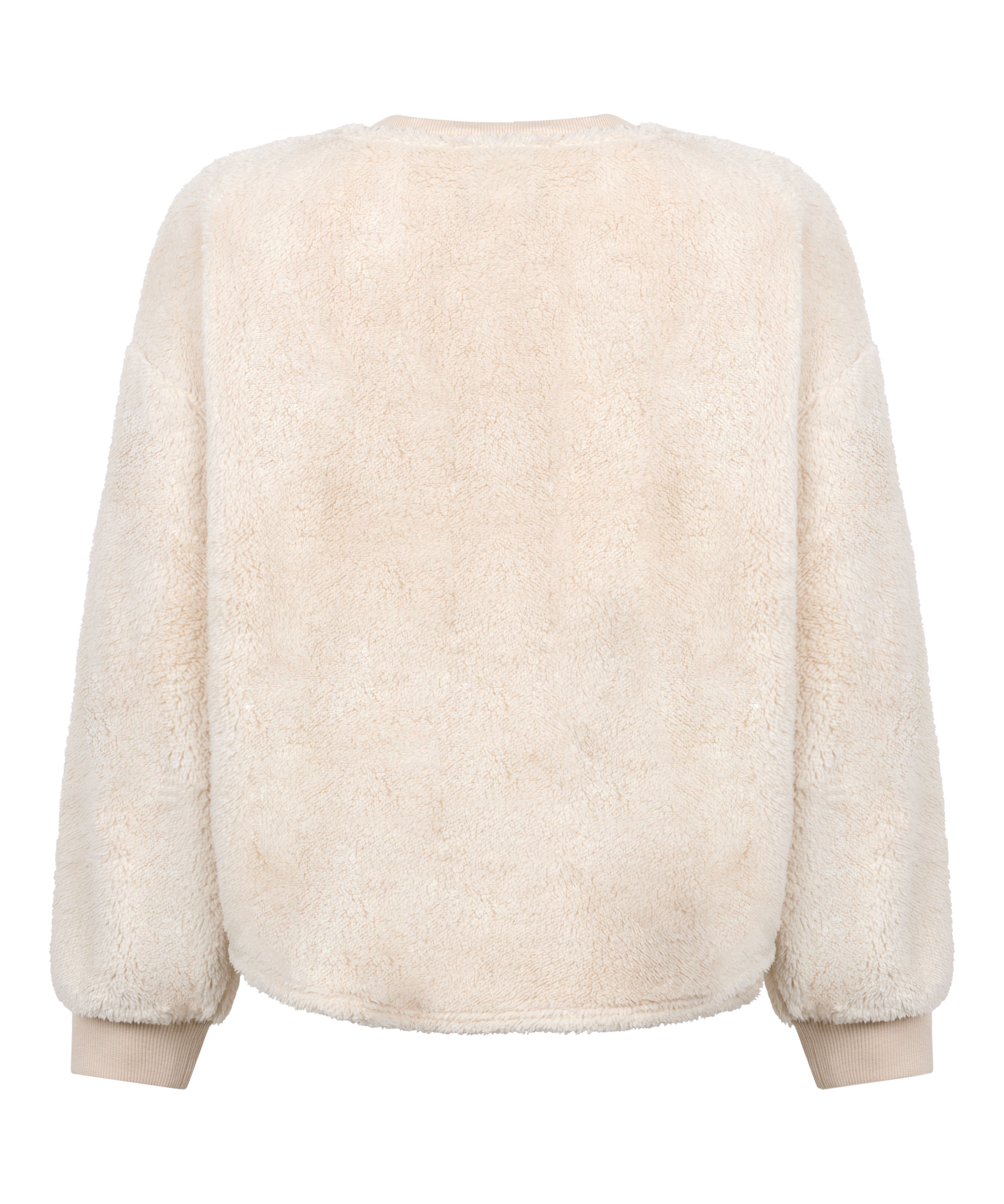 Langærmet top i blød fleece, Beige, main