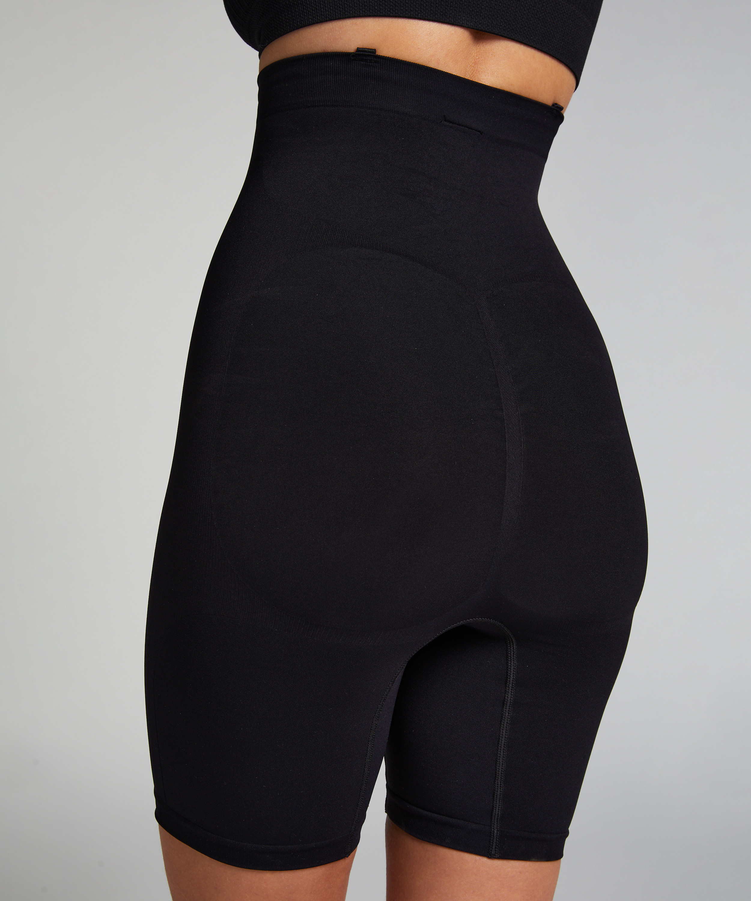 Sømløs forstærkende lårslanker, Sort, main