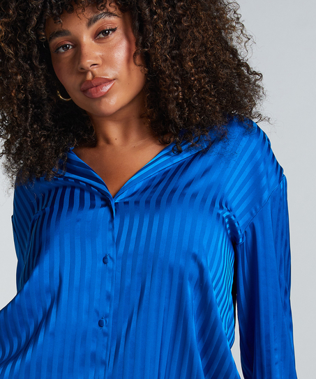 Langærmet satinjakke, Blå