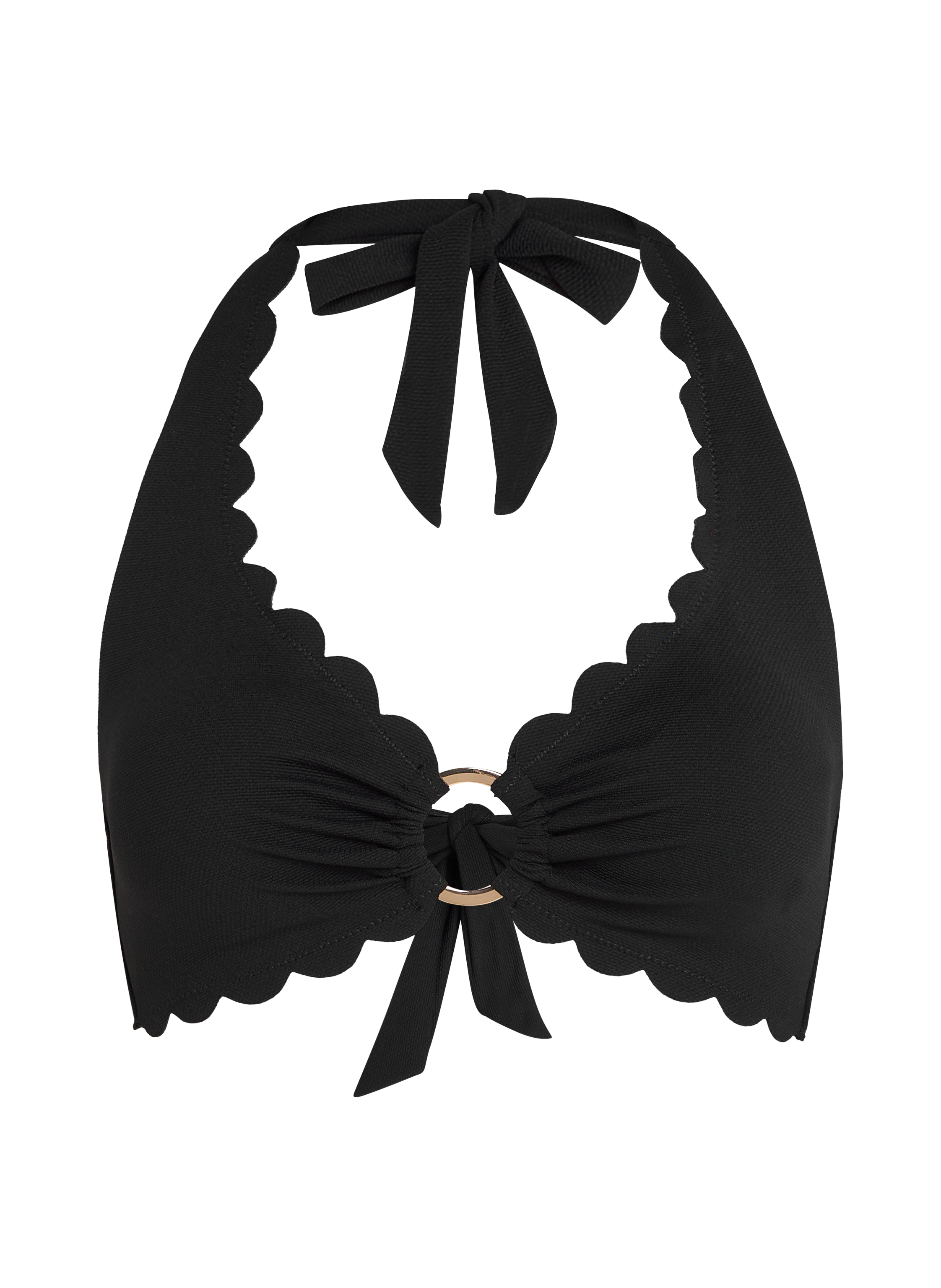 Scallop halter bikinitop, Sort, main