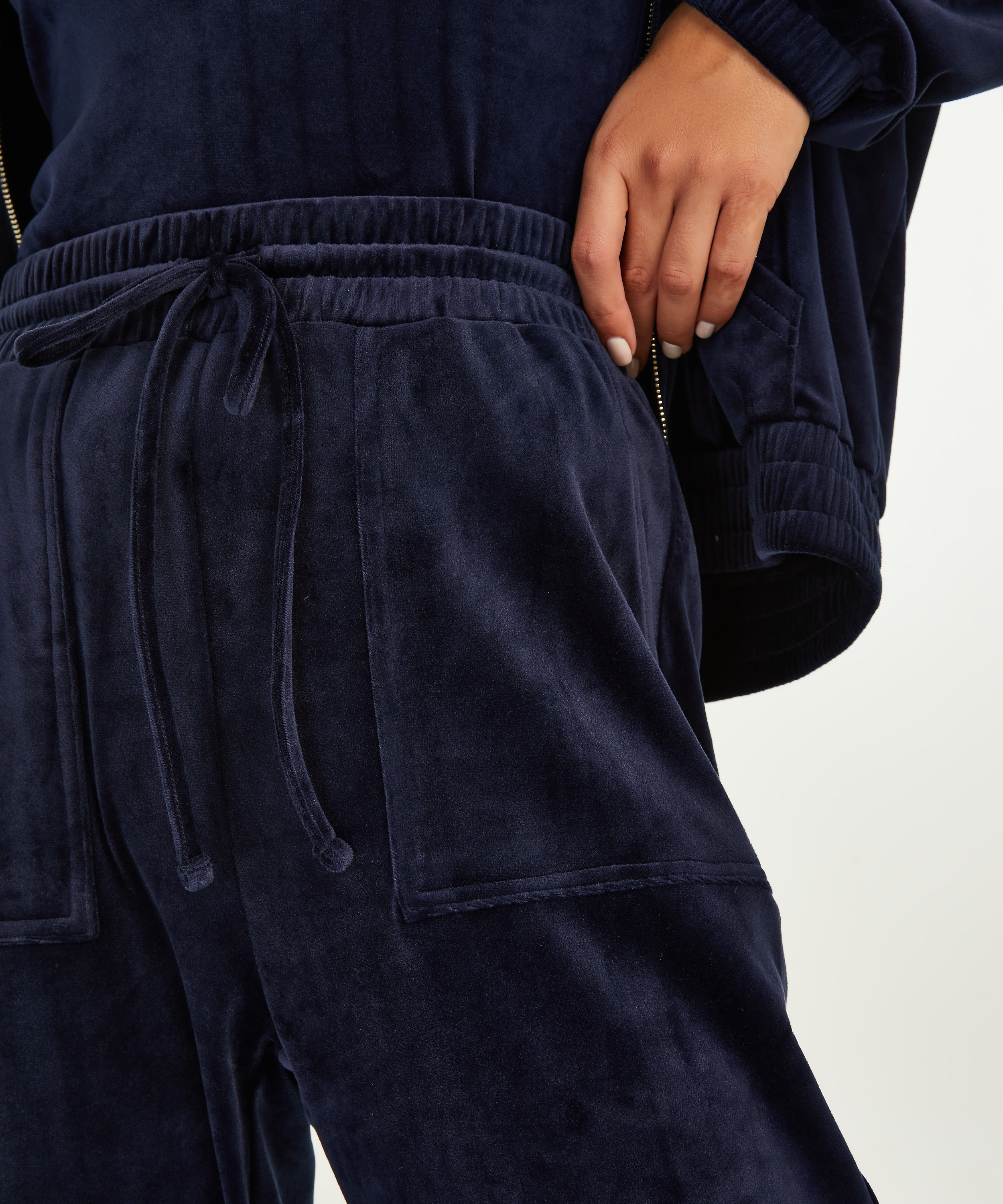 Joggingbukser velour, bl&aring;, main