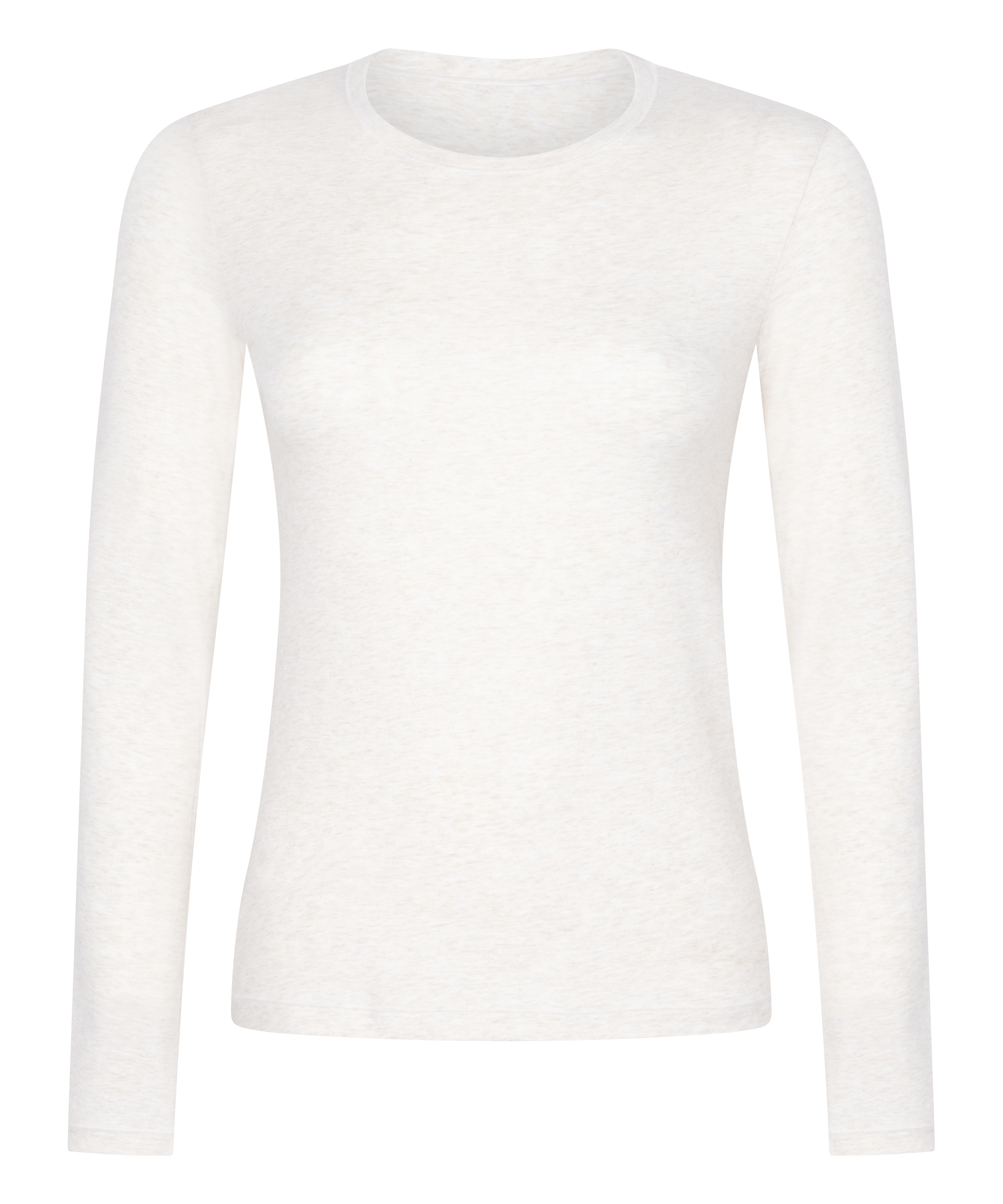 Langærmet top i blød bomuld, Beige, main