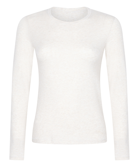 Langærmet top i blød bomuld, Beige