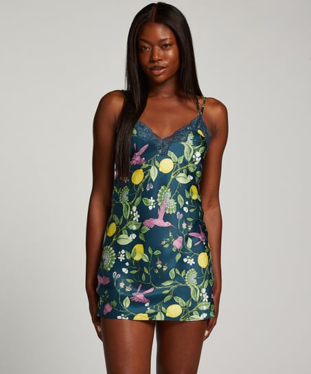 Natkjole Satin, Blå