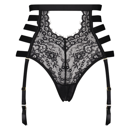 Honey høj bundløs brasiliansk trusse, sort