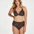 Fræk Leopard bikiniunderdel med høje ben, Beige