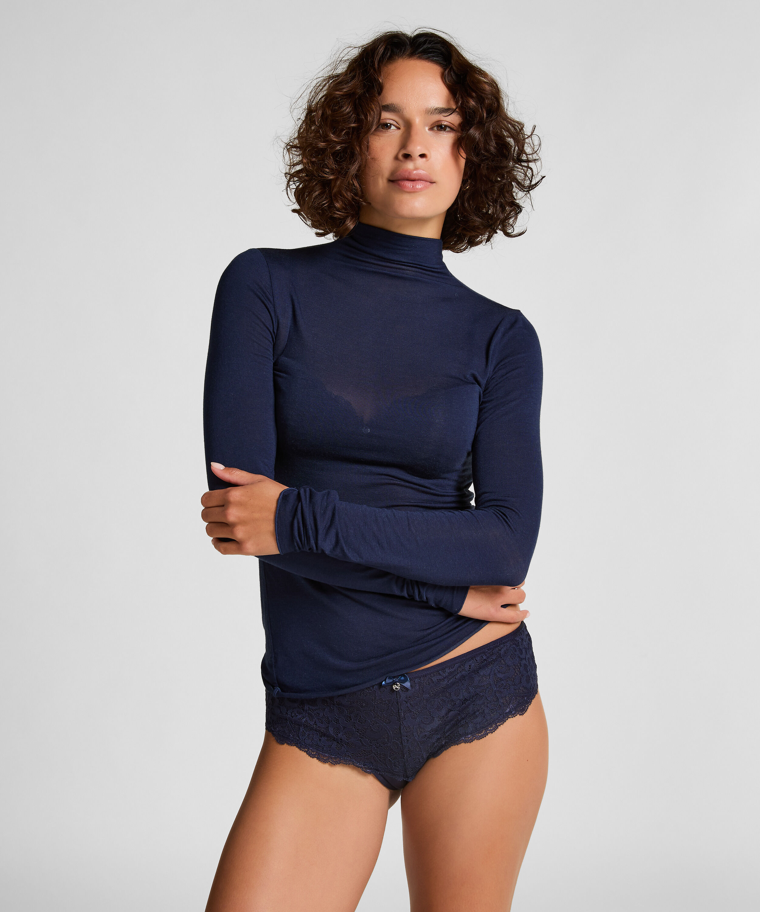 super soft rullekrave bluse med cashmere, Blå super soft rullekrave bluse med cashmere, Blå