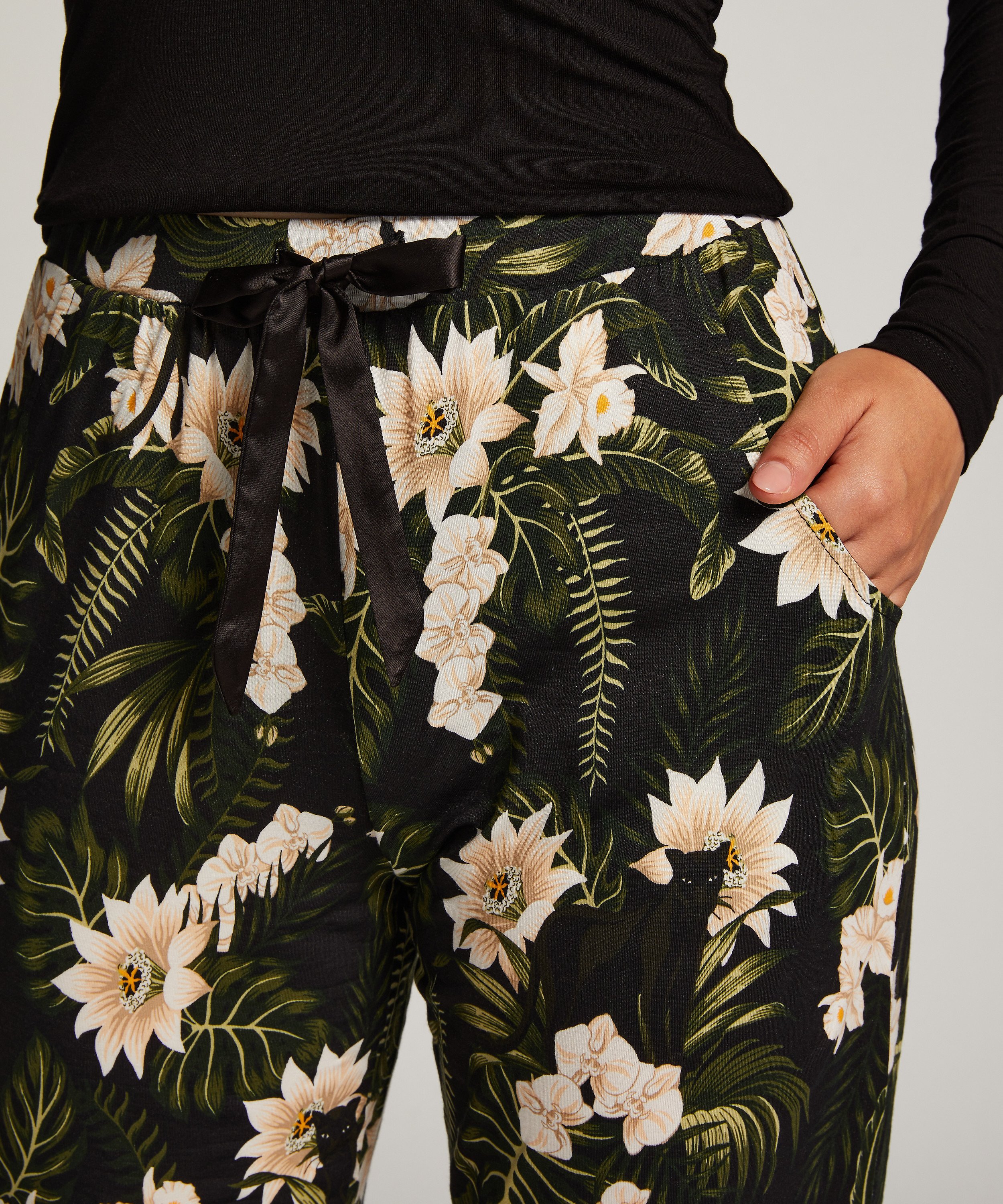 Pyjamasbukser Jersey, Sort, main