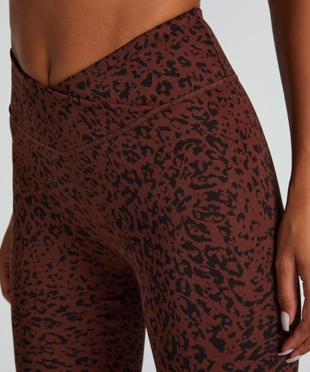 HKMX Leggings med krydseffekt og høj talje, Brown