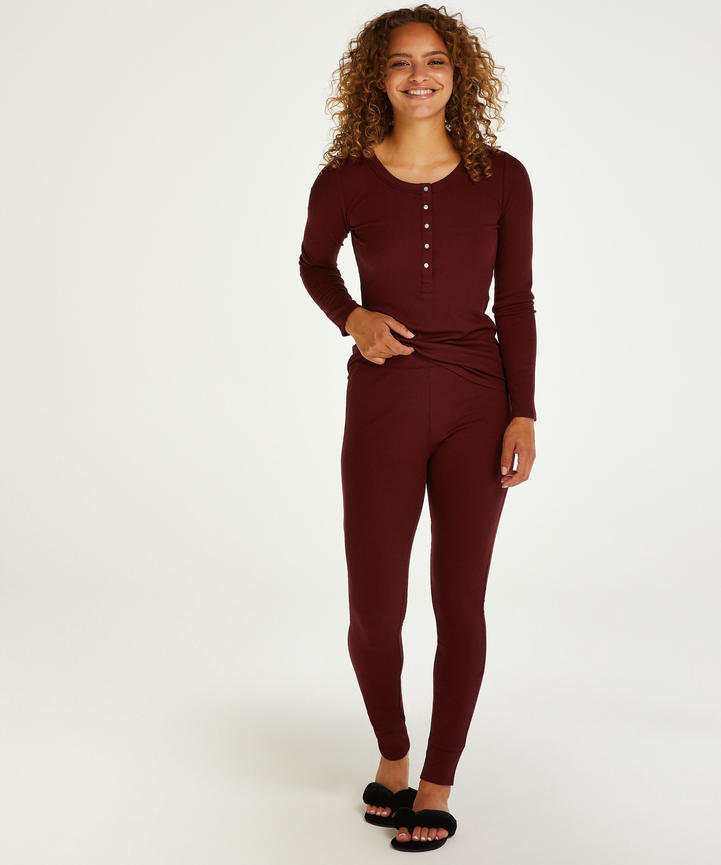 Pyjamasæt Waffle Placket, Lilla