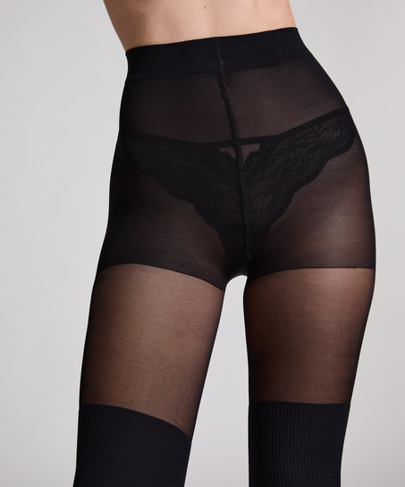 Overknee sock 50 Denier strømpebukser, Sort