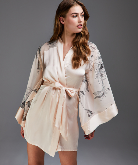 Kimono satin Lotus, Lyserød