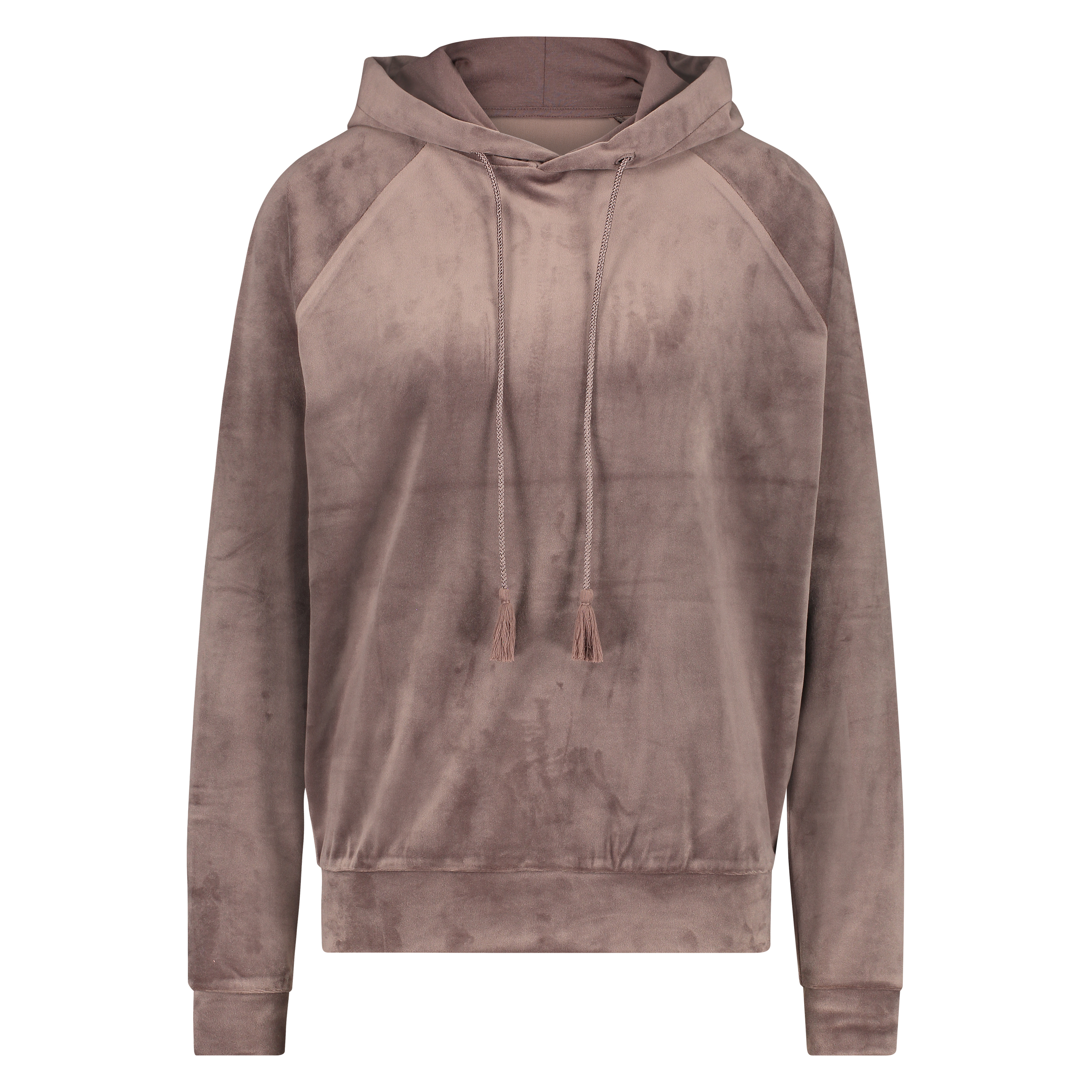 Hoodie i velours, Brun, main