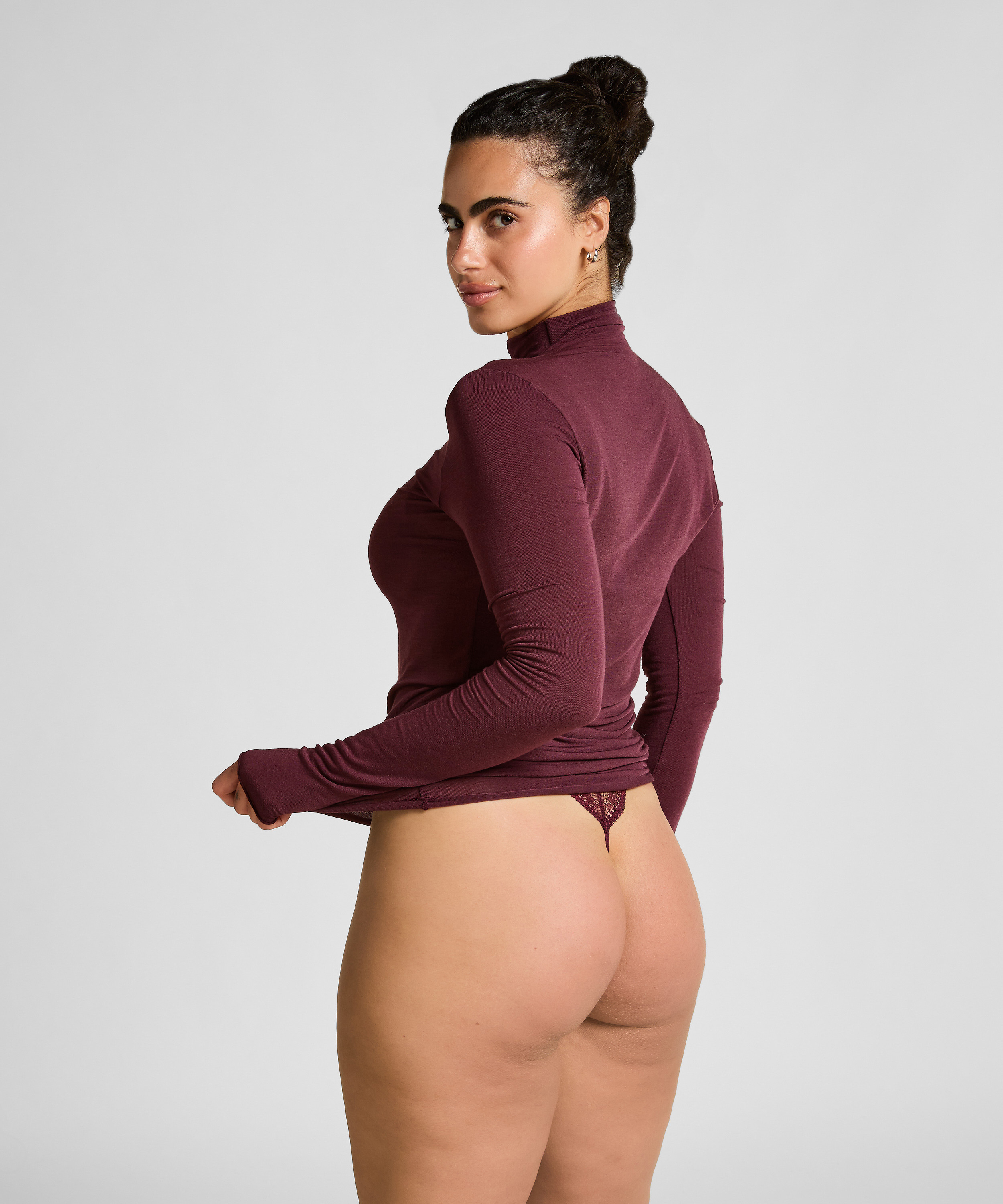 super soft rullekrave bluse med cashmere, Lilla, main