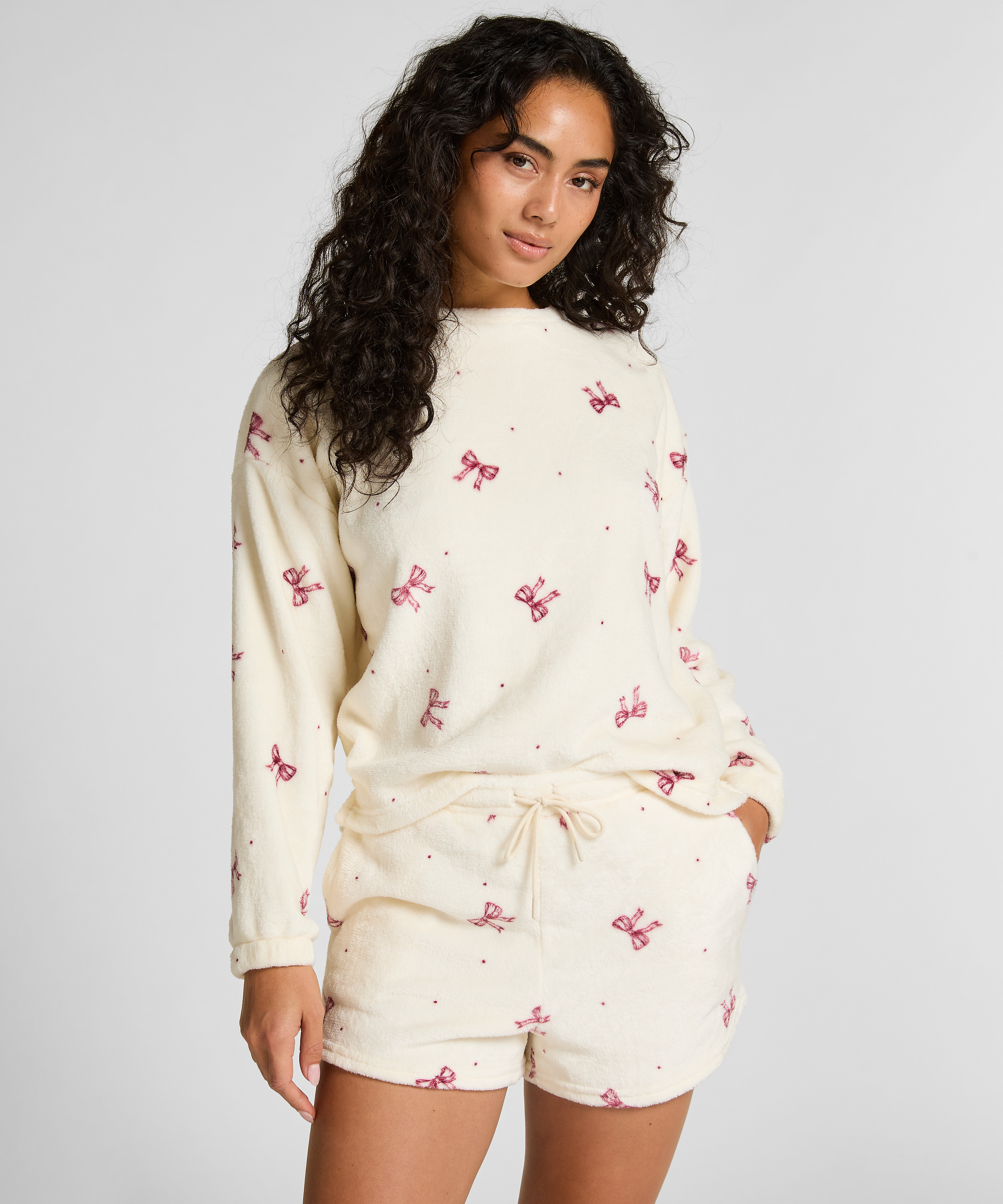 Pyjamaset Fleece, Hvid, main