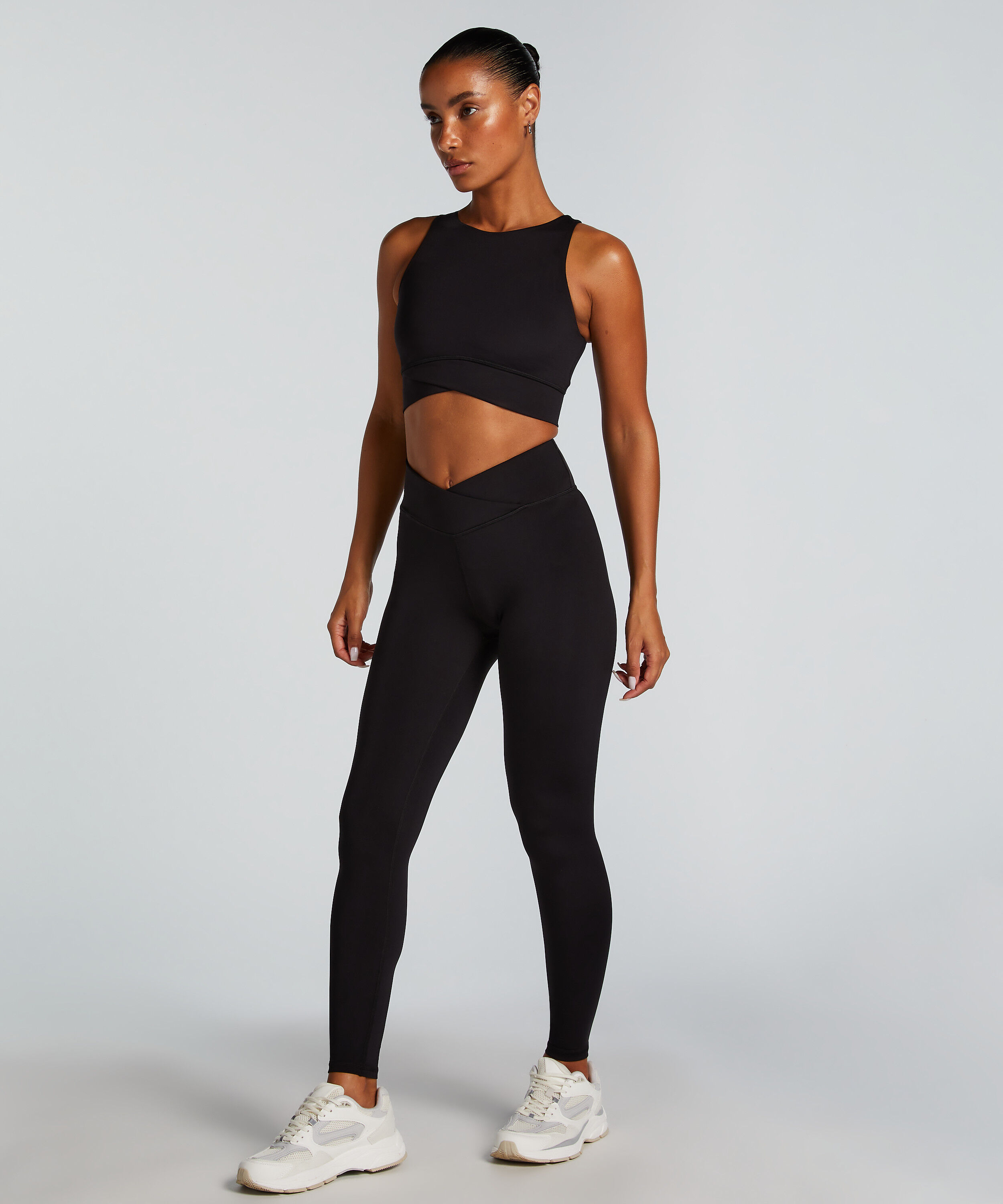 HKMX Leggings med krydseffekt og høj talje, Sort