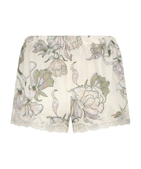 Pyjamasshorts Satin, Hvid